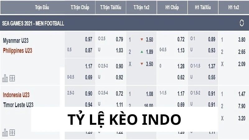 Sơ lược tổng quan tỷ lệ kèo indo